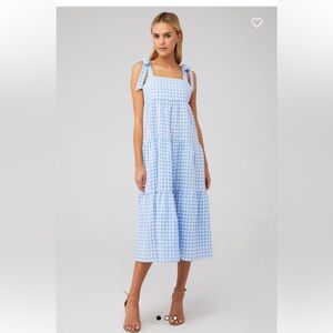 MINKPINK THEA MIDI DRESS blue gingham size small